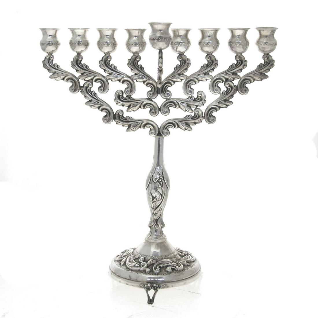 Hazorfim Sterling Silver Hanukkah Lamp Menorah, (1 of 2)