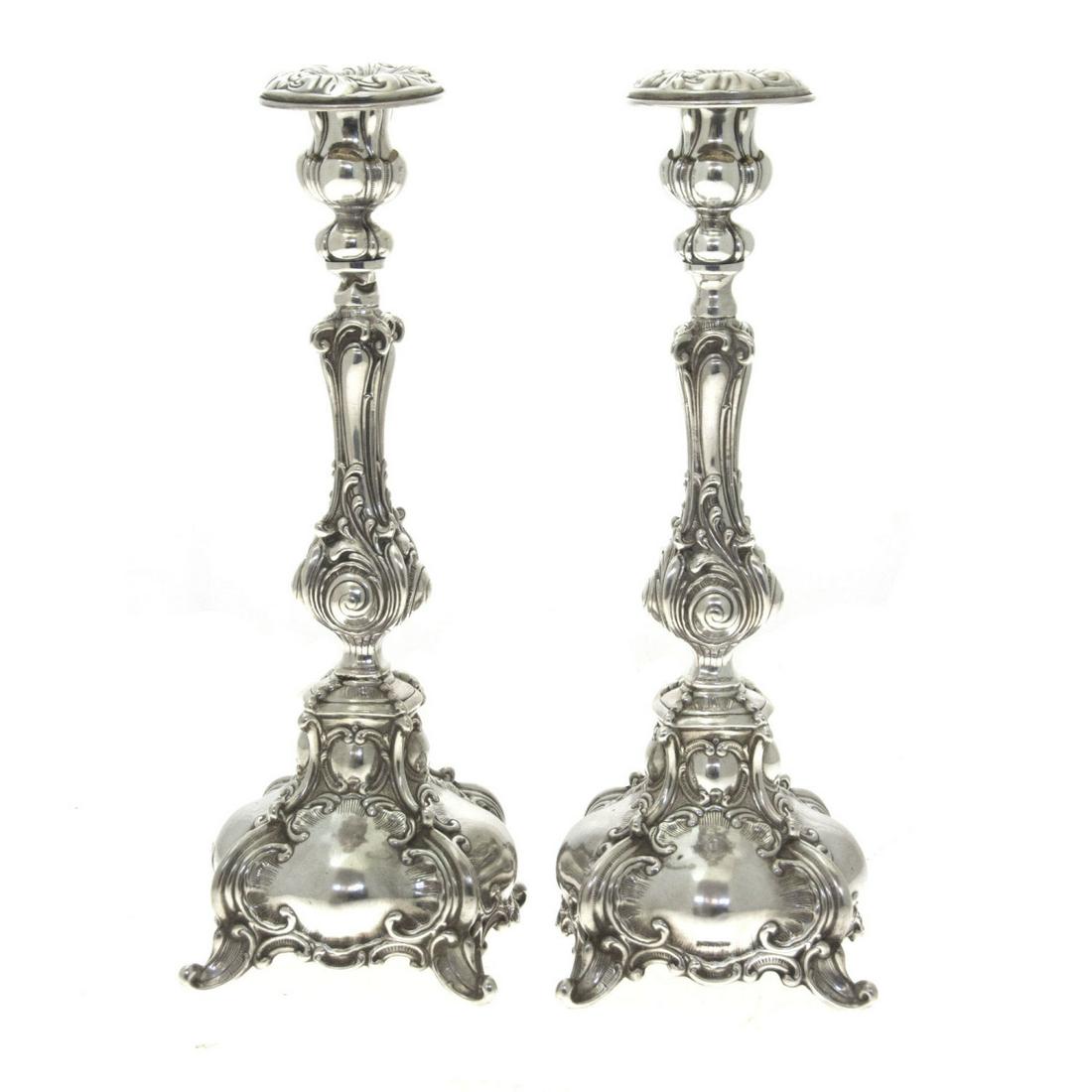 Hazorfim Pair of Sterling Silver Candlesticks. (1 of 2)