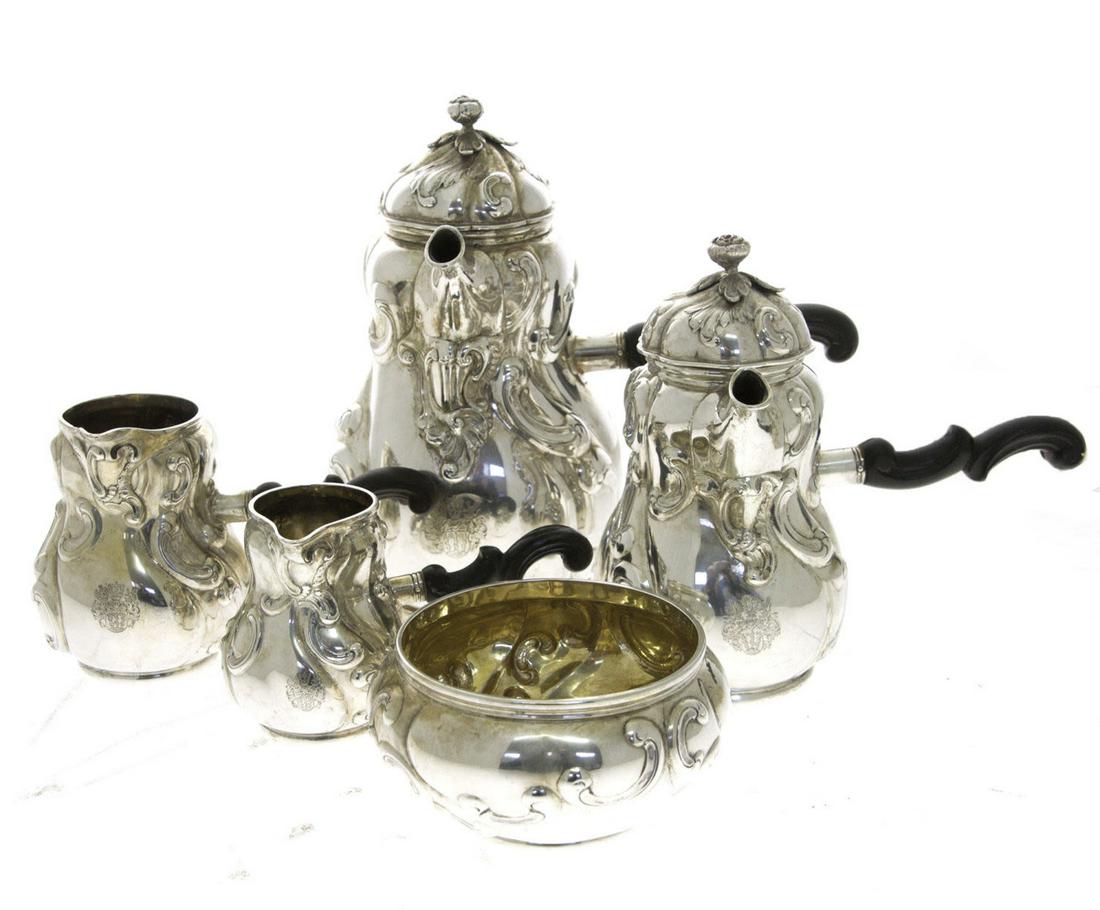 Silver 5pcs Cafe Au Lait Service Set, Mohl, Dresden, (1 of 4)