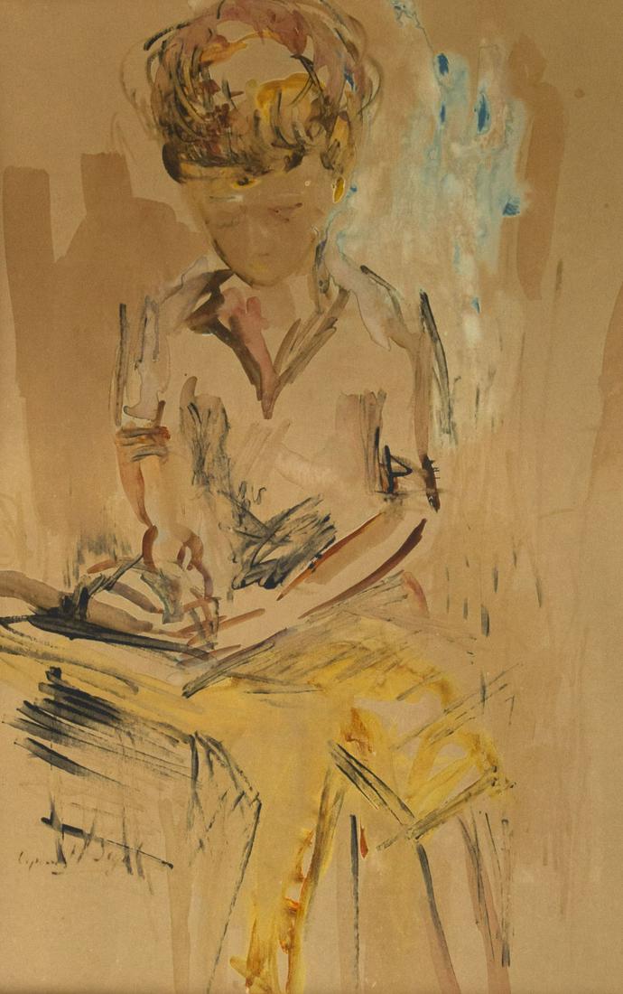 Unidentified Artist - Boy, Watercolor on Paper. (1 of 2)