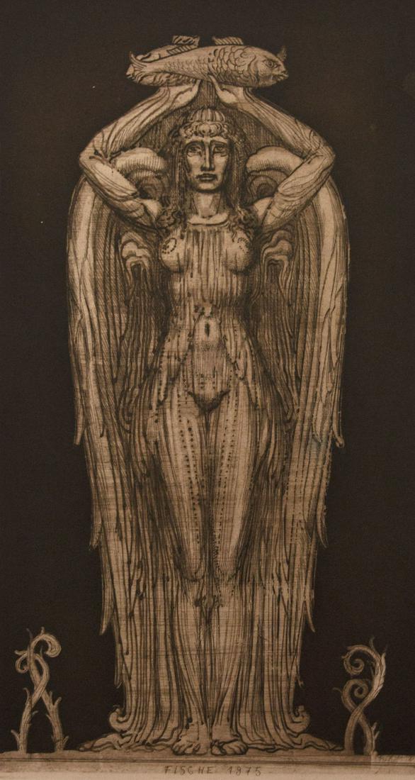Ernst Fuchs (1930-2015) - Fische, Etching, 1975. (1 of 2)