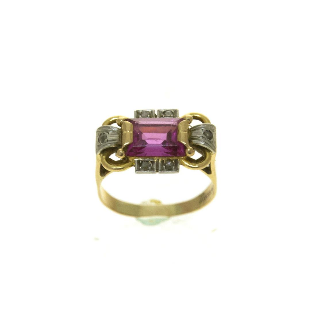 18k Yellow Gold Ruby and Diamond Ring. (1 of 4)