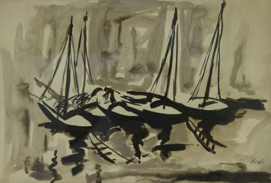 Kyffin Williams (British, 1918-2006) - Harbor, (1 of 2)