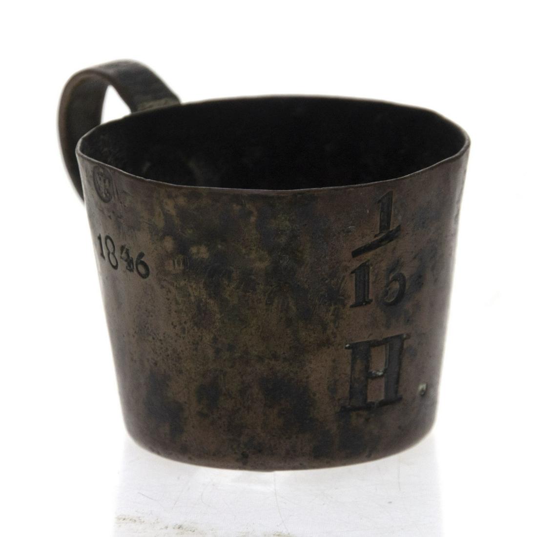 Antique Russian Copper Measuring Cup, 1846. (1 of 1)