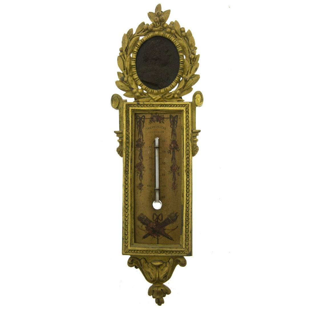 Antique French Thermometer, Gilt Bronze, 19th Century. (1 of 2)