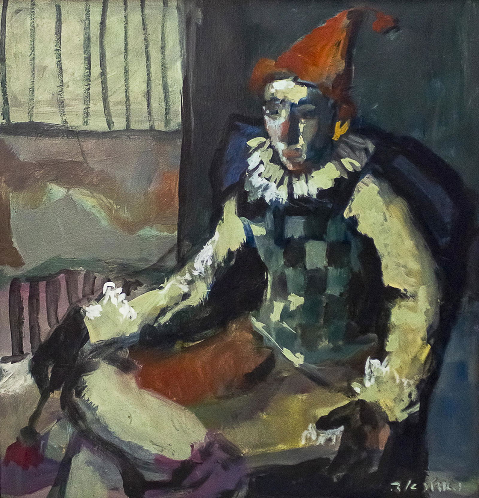 Ed Adler (1917-1984) - Clown, Oil on Canvas. (1 of 4)