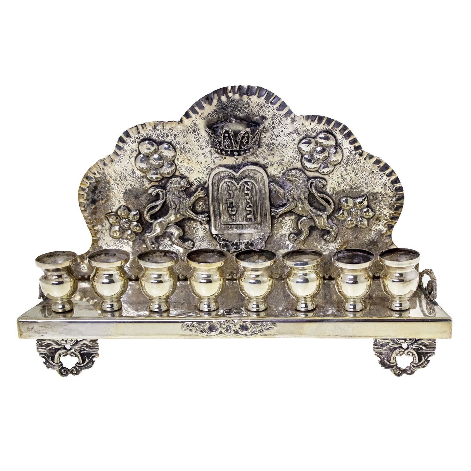 Sterling Silver Hanukkah Lamp Menorah, Judaica. (1 of 2)