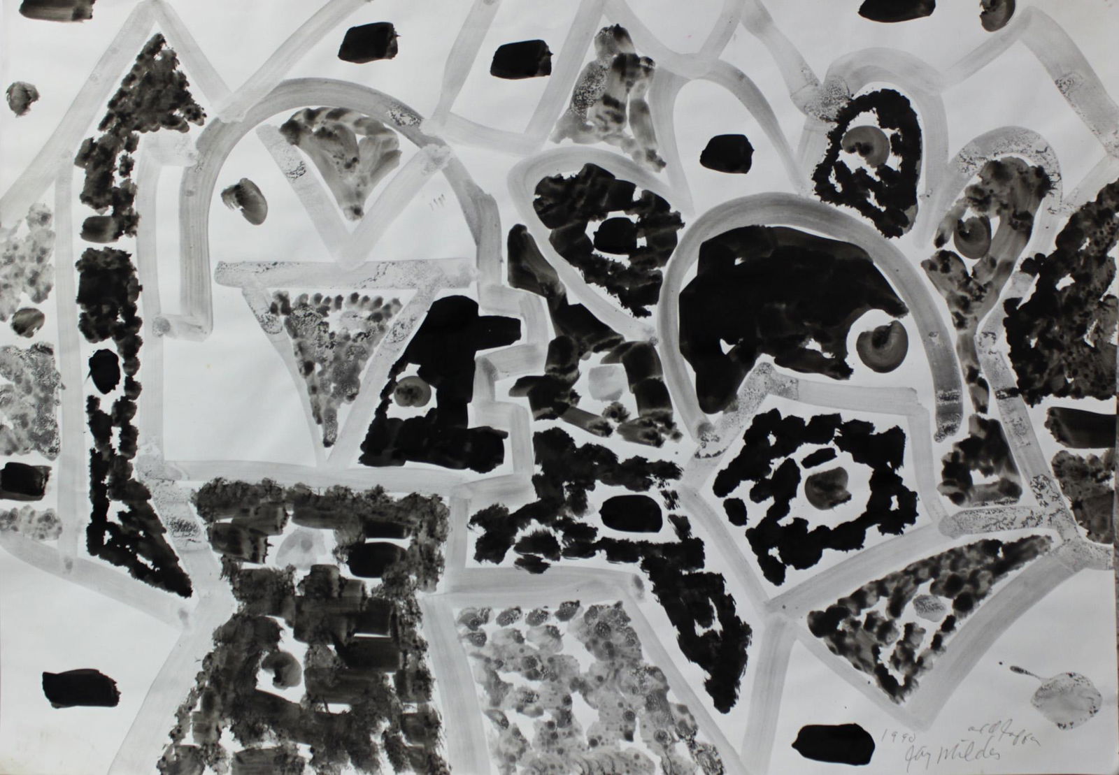 Jay Milder (American, b.1934) - Old Jaffa, Watercolor: Jay Milder (American, b.1934) - Old Jaffa, Watercolor and Acrylic on Paper, 1990. Signed, dated and titled. 70x100cm. Source: Horace Richt