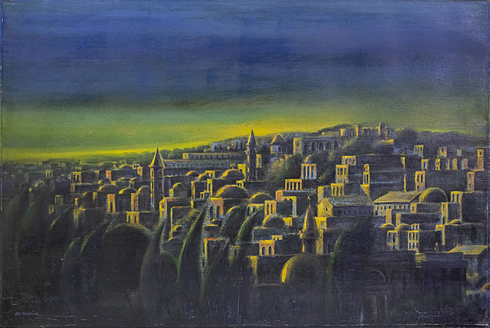 Unidentified Artist - Jerusalem Landscape?, Oil on (1 of 3)