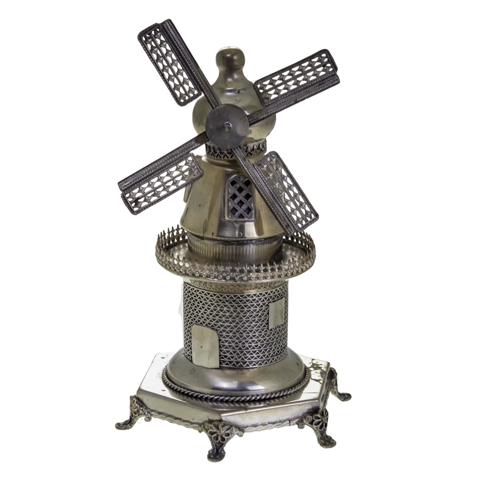 Sterling Silver Windmill Besamim Spice Box, Judaica. (1 of 3)