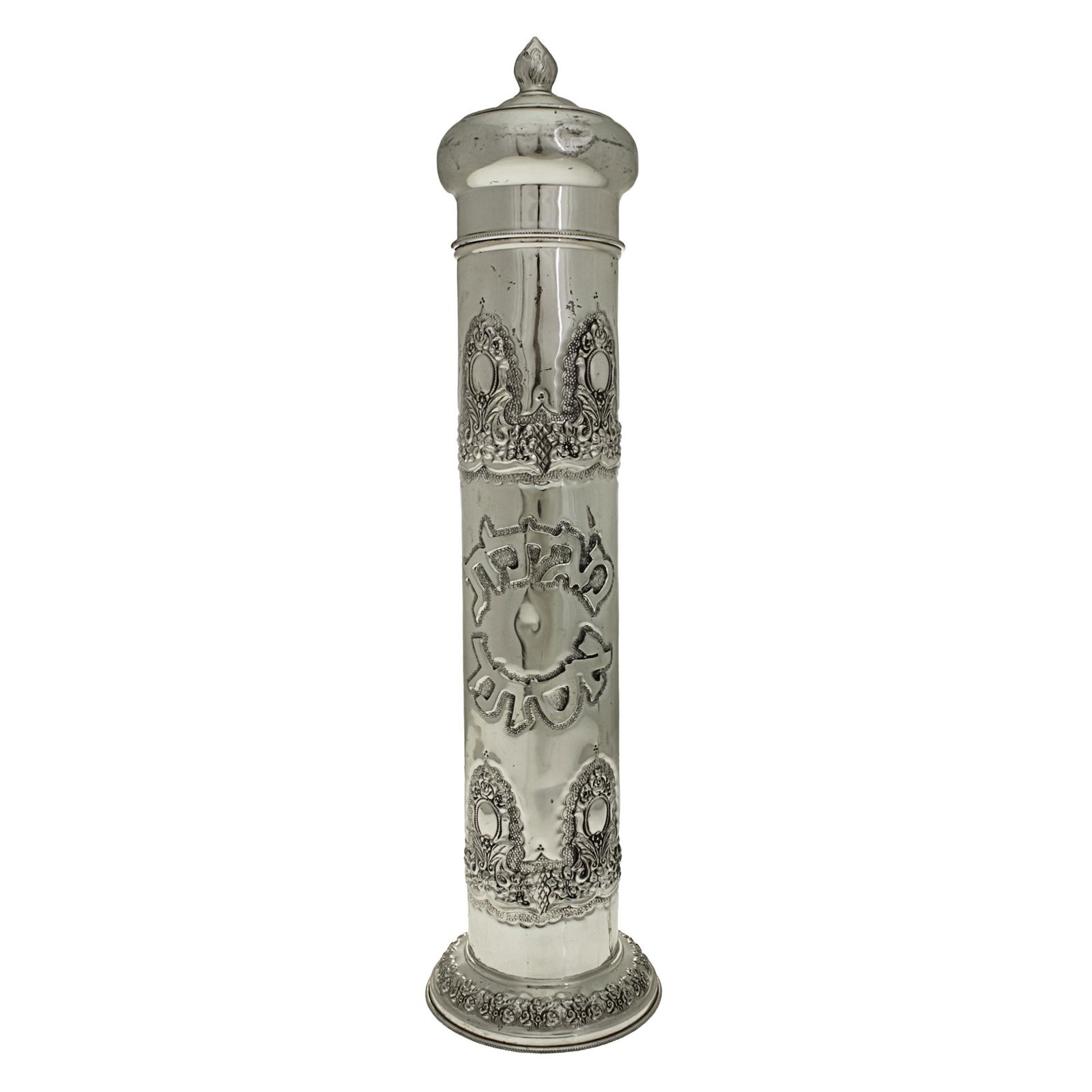 Sterling Silver Large Esther Scroll Case, Judaica. (1 of 3)