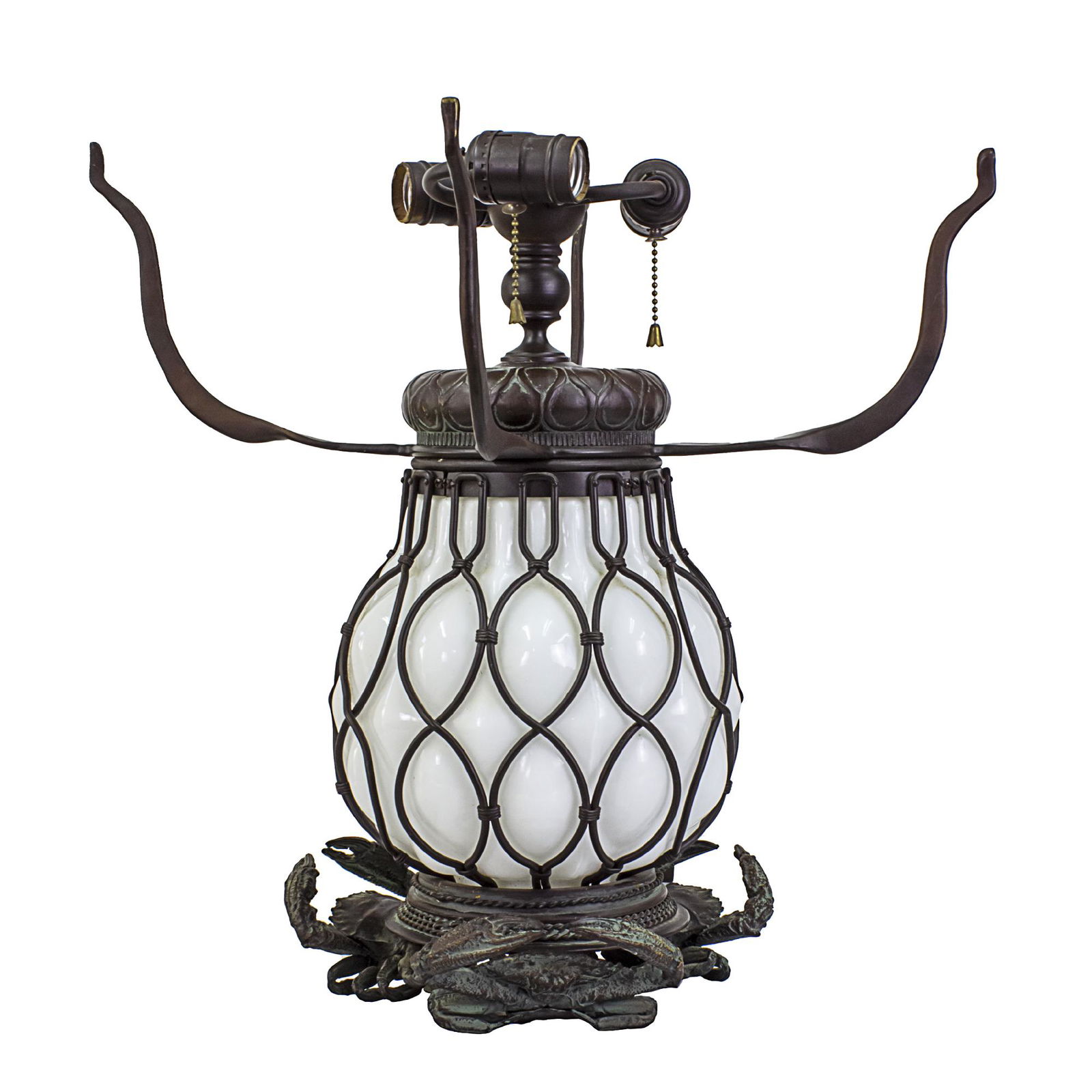 Tiffany Studios Style Bronze Table Lamp with Crab Base. (1 of 3)