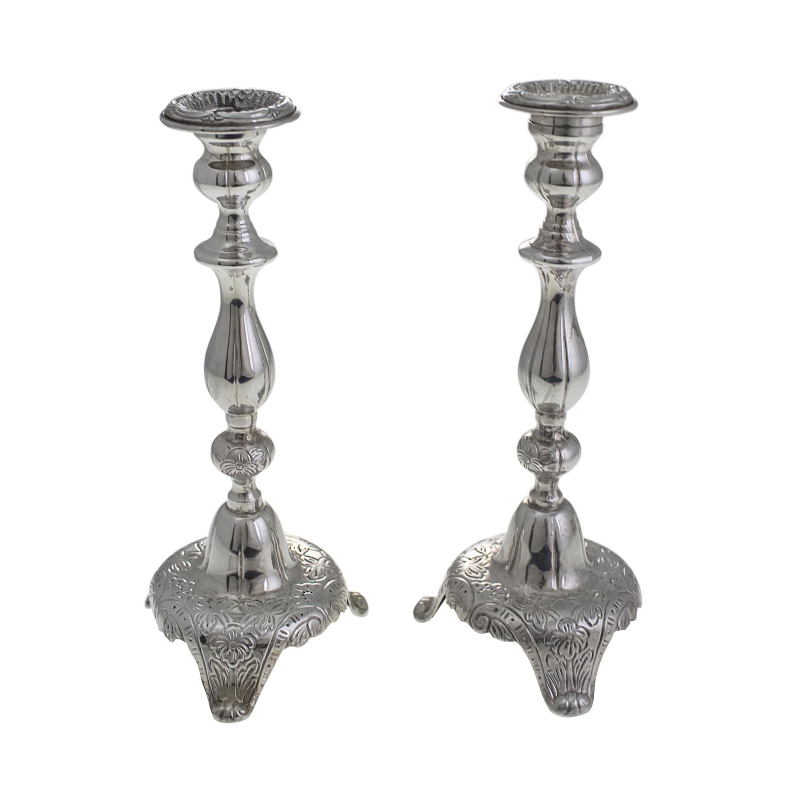 Hazorfim Pair of Sterling Silver Candlesticks. (1 of 2)