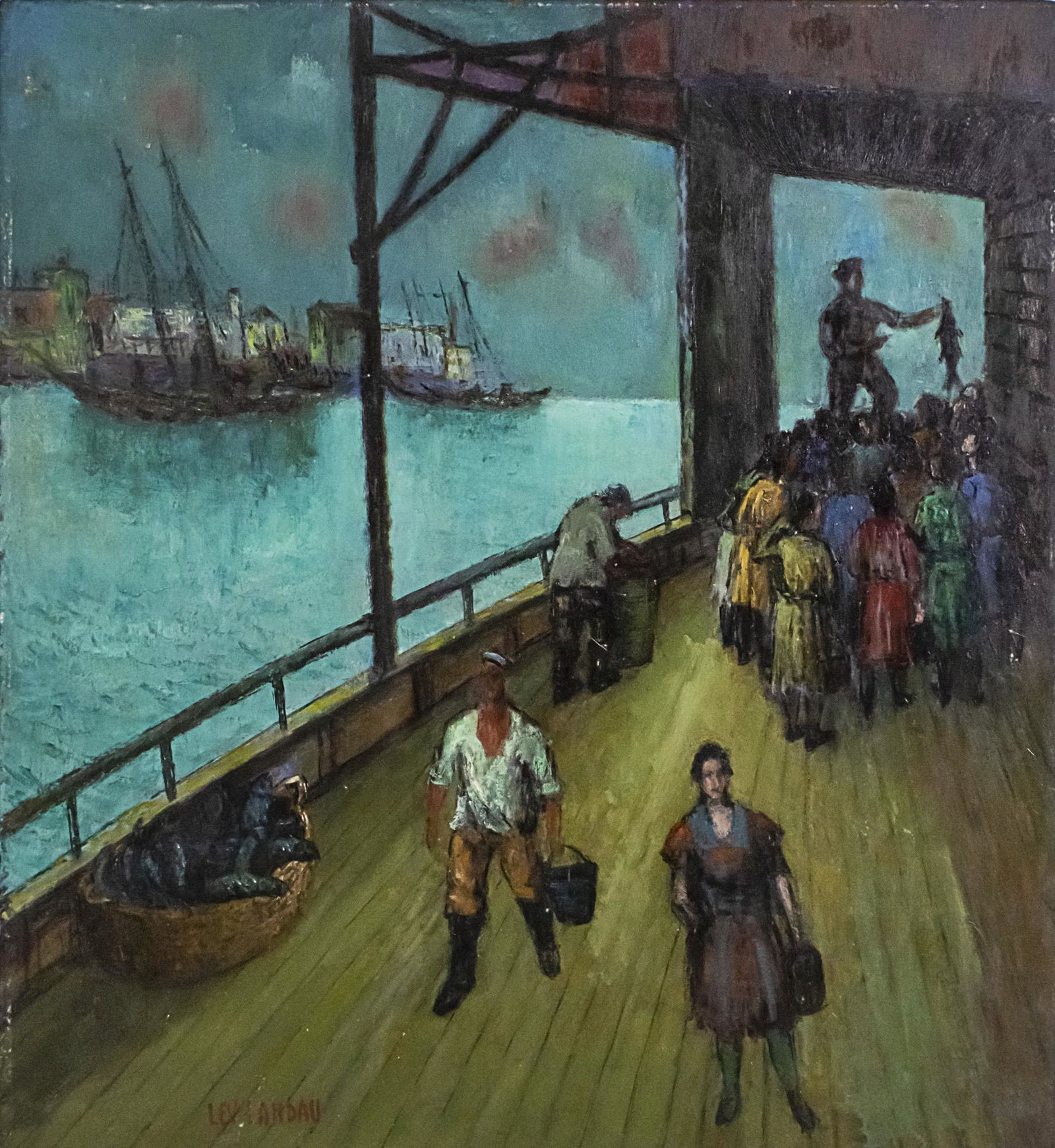 Samuel David Lev-Landau - Fresh From the Depths, Oil on: Samuel David Lev-Landau (American, 1895-1979) - Fresh From the Depths, Oil on Masonite. Signed. Signed again and titled on the reverse. 56x51cm. Samuel David Landau, a painter known professionally as 
