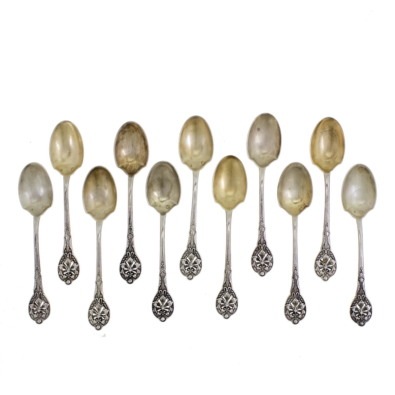Henin & Cie 11 Sterling Silver Teaspoons, Paris, (1 of 5)