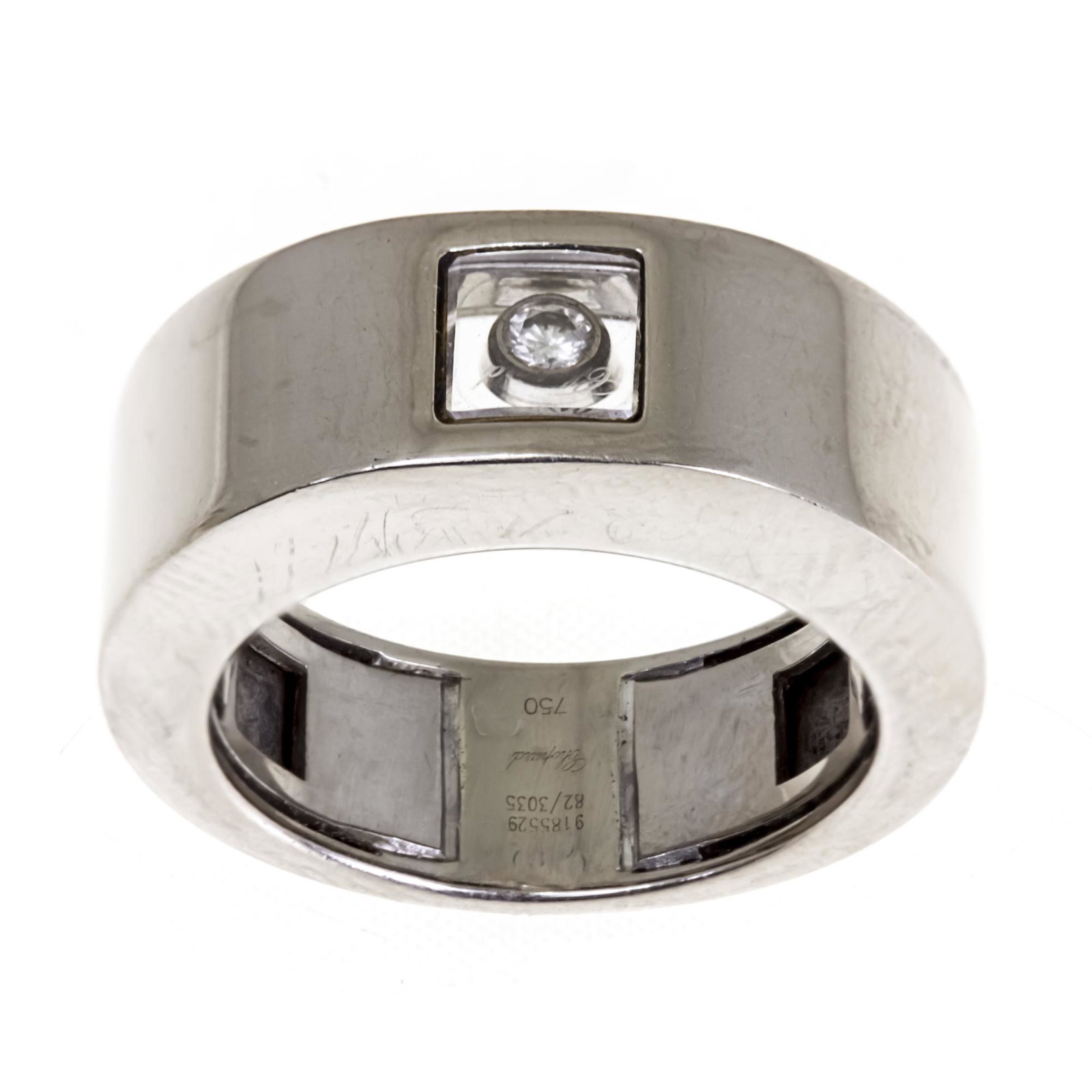 Chopard 18k White Gold Happy Diamond Ring. (1 of 4)