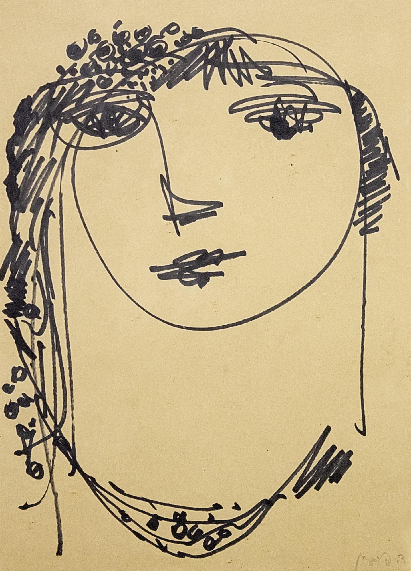 Dov Feigin (1907-2000) - Figure, Ink on Paper.: Dov Feigin (1907-2000) - Figure, Ink on Paper. Signed. 33x23cm.