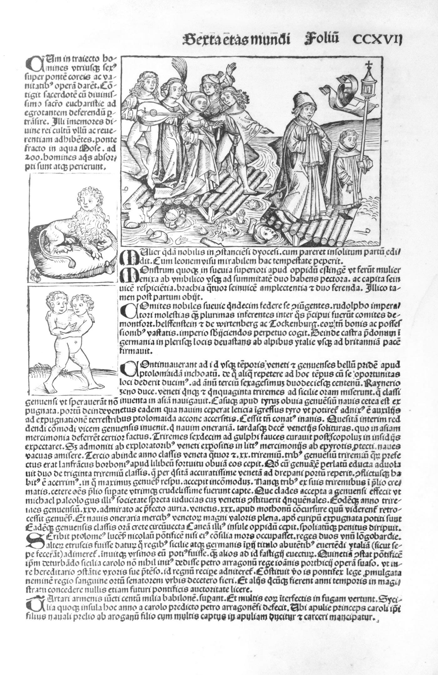 Nuremberg Chronicle, Sexta Etas Mundi, Leaf CCXVII (1 of 2)