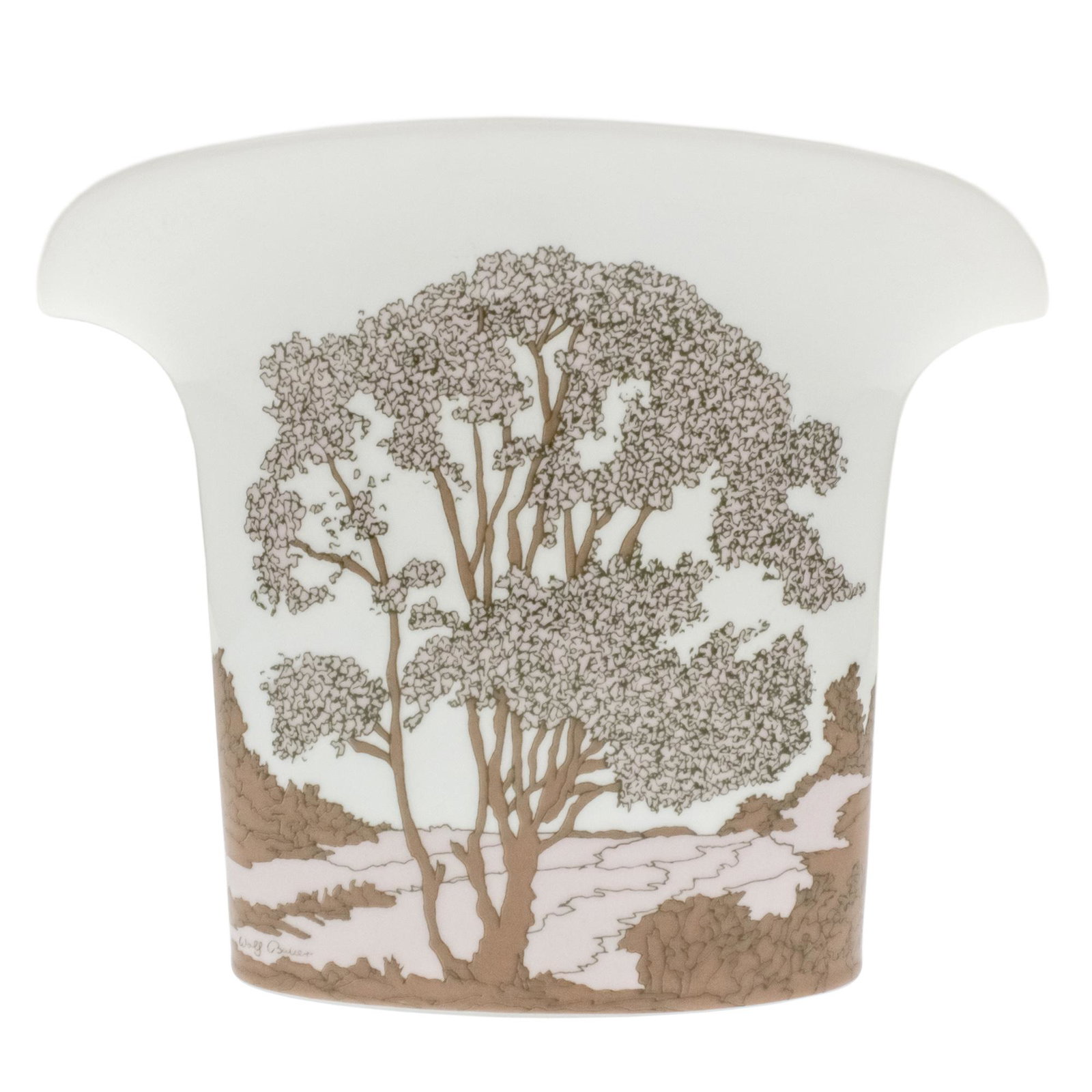 Hutschenreuther Porcelain Vase Designed by Wolf Bauer: Hutschenreuther Porcelain Vase Designed by Wolf Bauer (Germany, b.1938). Marked and numbered - 6433. Artist signature. Height: 22.5cm. Width: 26cm.