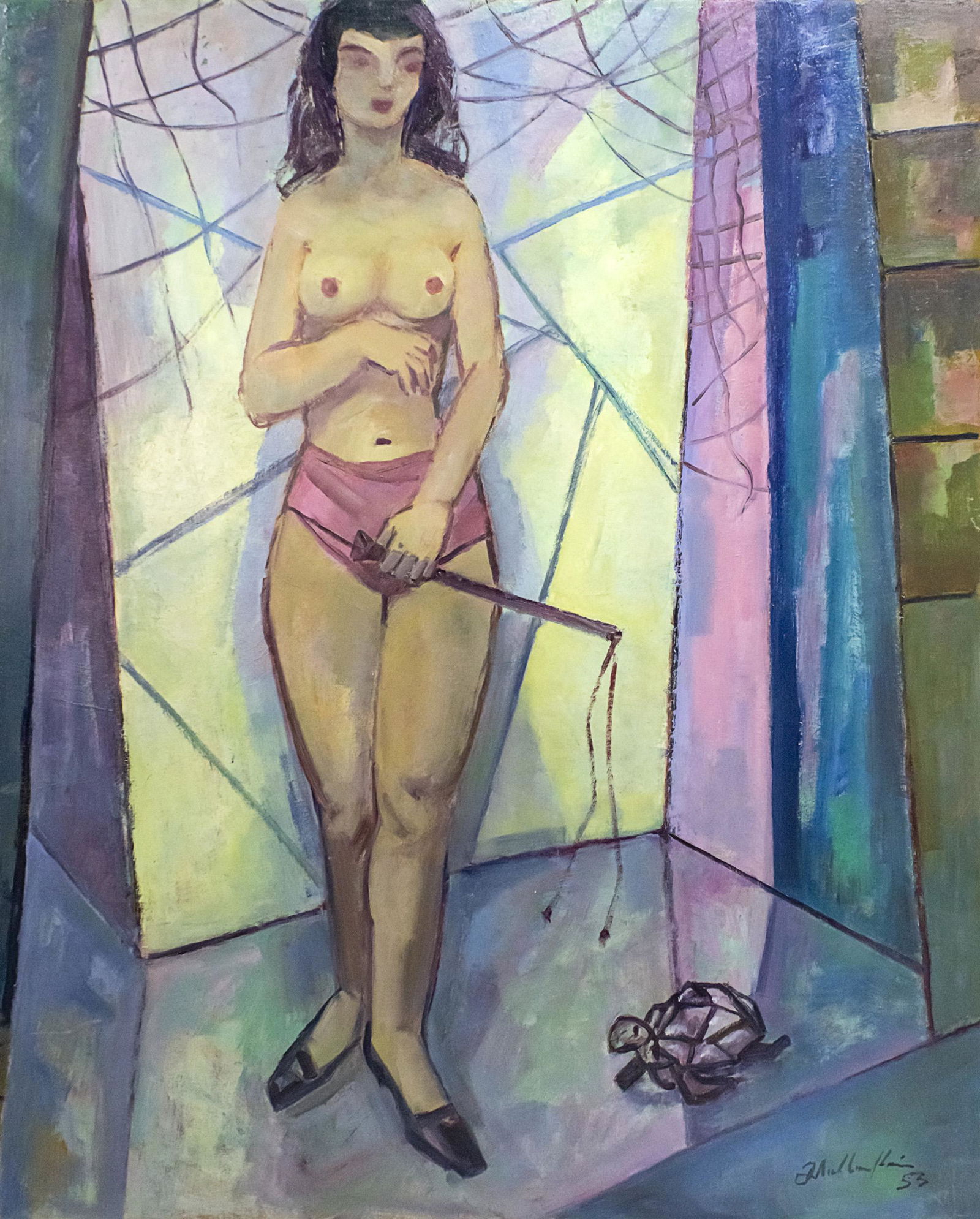 Walter Wellenstein (German, 1898-1970) - Young Dancer,: Walter Wellenstein (German, 1898-1970) - Young Dancer, Oil on Masonite, 1953. Signed and dated. Signed again and titled on the reverse - Walter Wellenstein Junge Tanzerin Berlin 1953. 105x85cm.