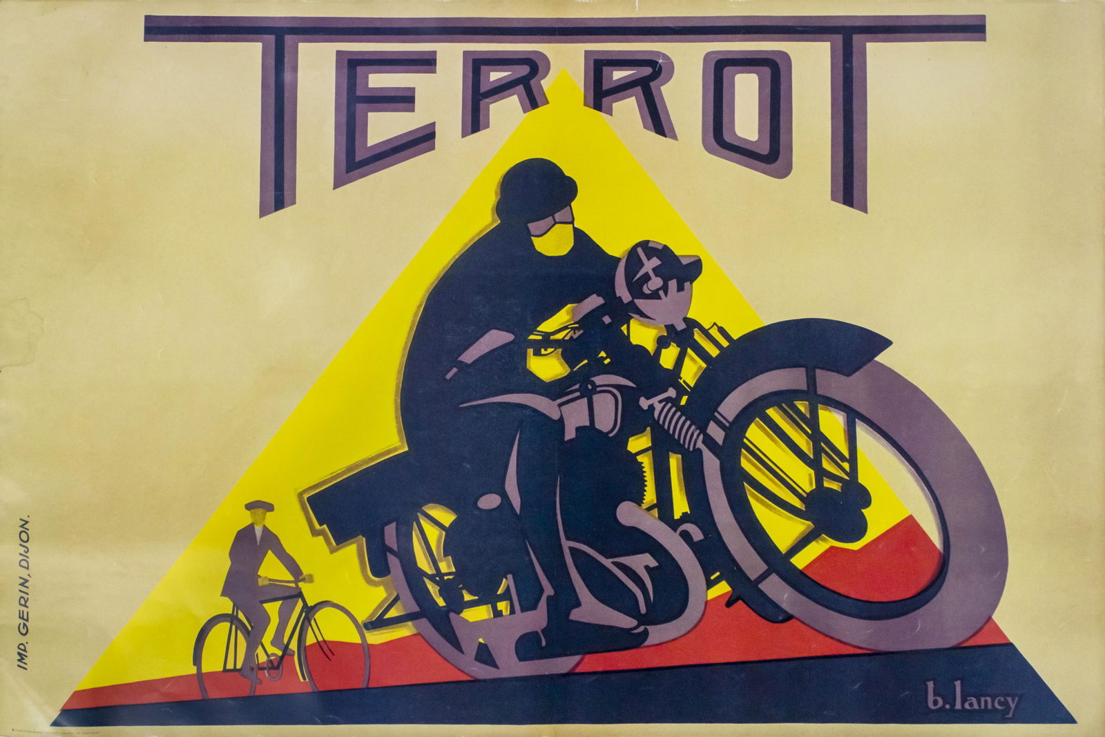 After Bernard Lancy (French, 1892-1964) - Terrot: After Bernard Lancy (French, 1892-1964) - Terrot Motorcycles French Advertising Poster. Re-print, made in the USA, 1999. 61x91cm. Some wear to margins.