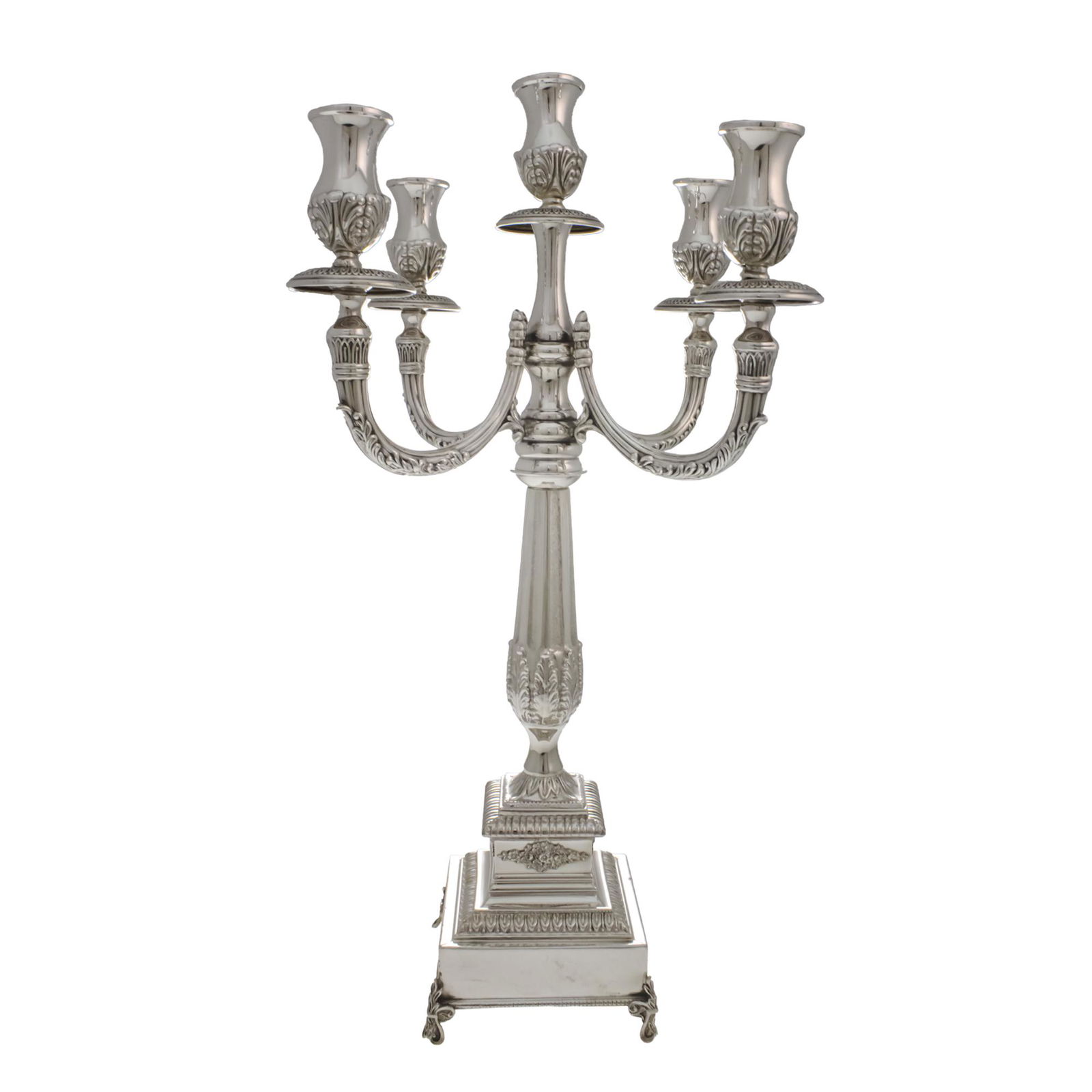 Large Luxurious Sterling Silver Five Light Candelabra. (1 of 2)