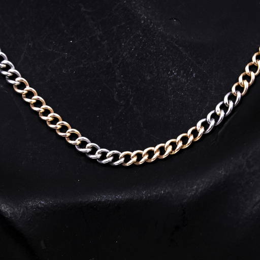 14k Gold And Platinum Fob Chain Necklace.