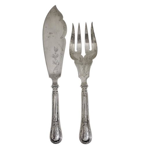 Silver Fish Serving Knife and Fork, Koch and Bergfeld, Germany, Circa