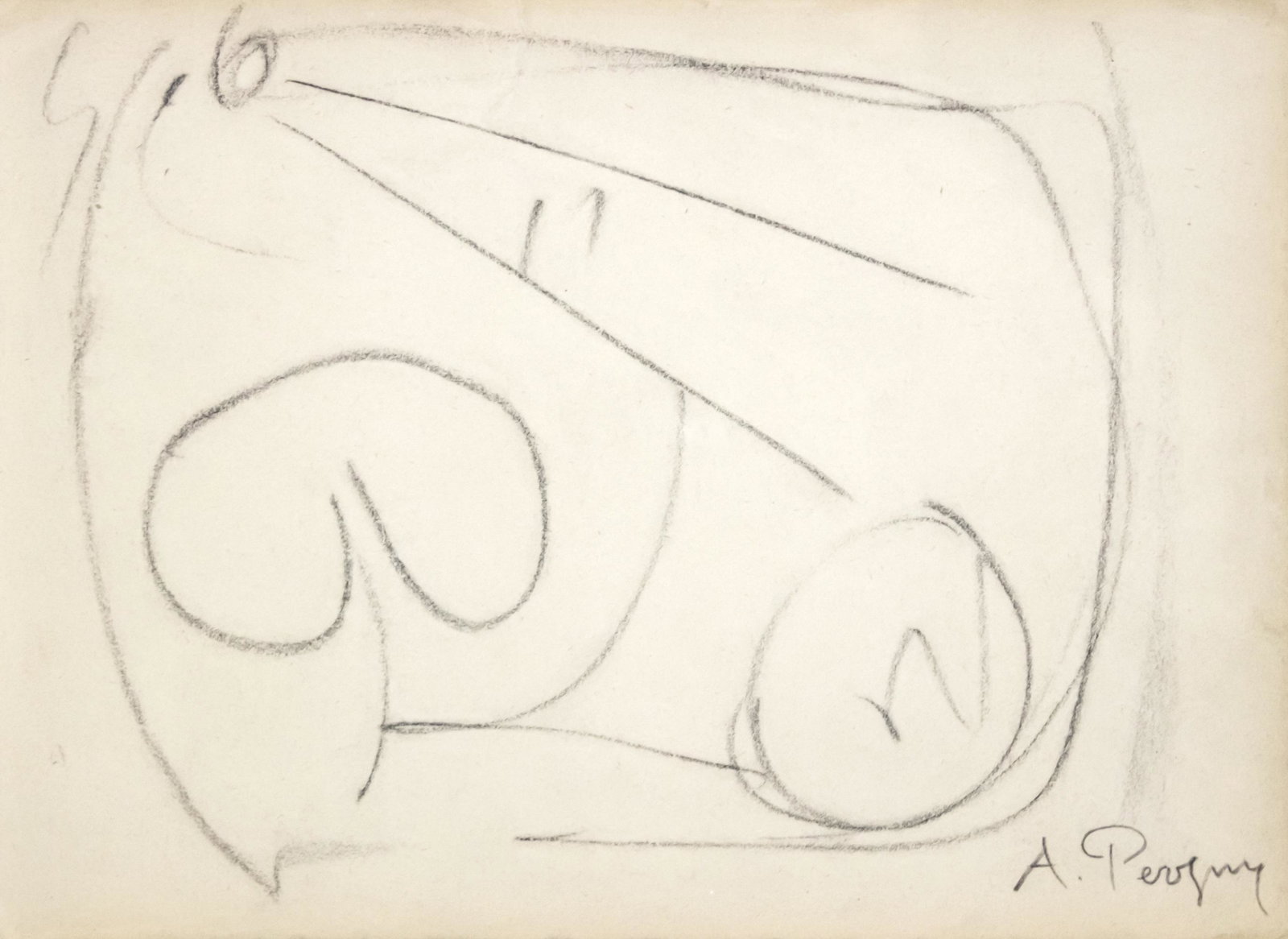 Antoine Pevsner (Russian / French, 1884-1962) - Pencil on Paper.: Antoine Pevsner (Russian / French, 1884-1962) - Pencil on Paper. Signed. With a certificate of authenticity (see images). 24x33cm. 