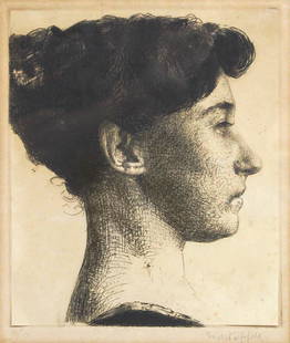 Erich Wolfsfeld (German, 1884-1956) - Woman, Etching.: Erich Wolfsfeld (German, 1884-1956) - Woman, Etching. Signed (pencil) and numbered. 27.5x23cm (plate). 