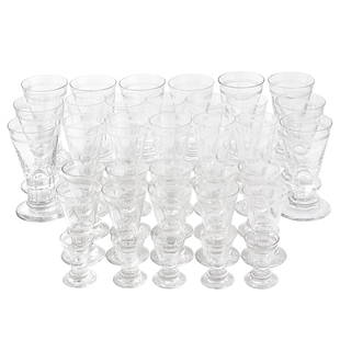 J. & L. Lobmeyr Set of Glasses, Vienna, Austria.: J. & L. Lobmeyr Set of Glasses, Vienna, Austria. Including: 10 glasses (15.5cm). 10 glasses (15cm) - minor chip to one base. 10 glasses (11cm). 5 glasses (7cm). J. & L. Lobmeyr is a glassware c