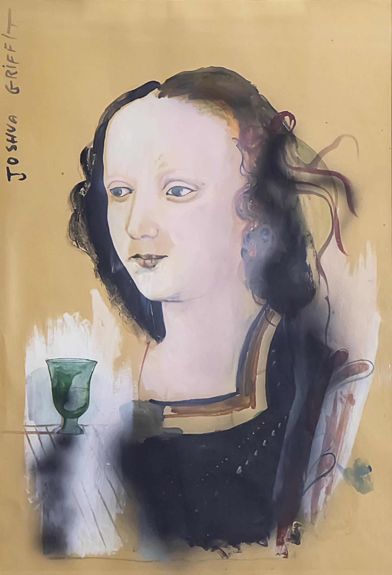 Joshua Griffit (b.1951) - Woman, Gouache and Watercolor on Paper.: Joshua Griffit (b.1951) - Woman, Gouache and Watercolor on Paper. Signed. 48x32.5cm.