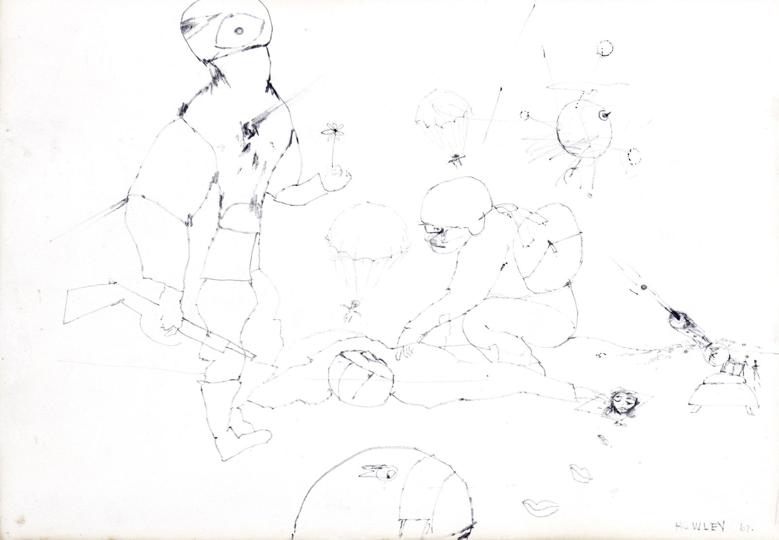 John Howley (Australian, 1931-2020) - Ink on Paper.: John Howley (Australian, 1931-2020) - Ink on Paper. Signed. 21x30cm.