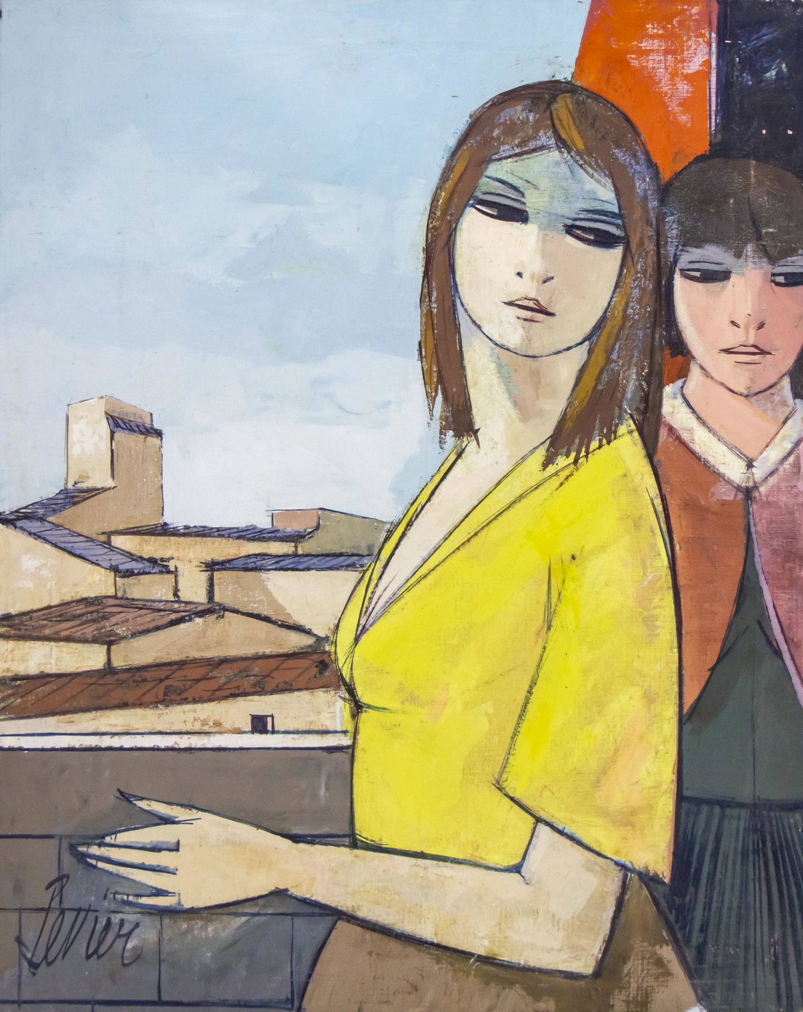 Charles Levier (French, 1920-2003) - Two Female Figures, Oil on Canvas. (1 of 3)