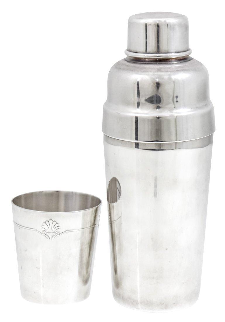 Christofle Cocktail Shaker and Cup, France, 20th Century. (1 of 3)