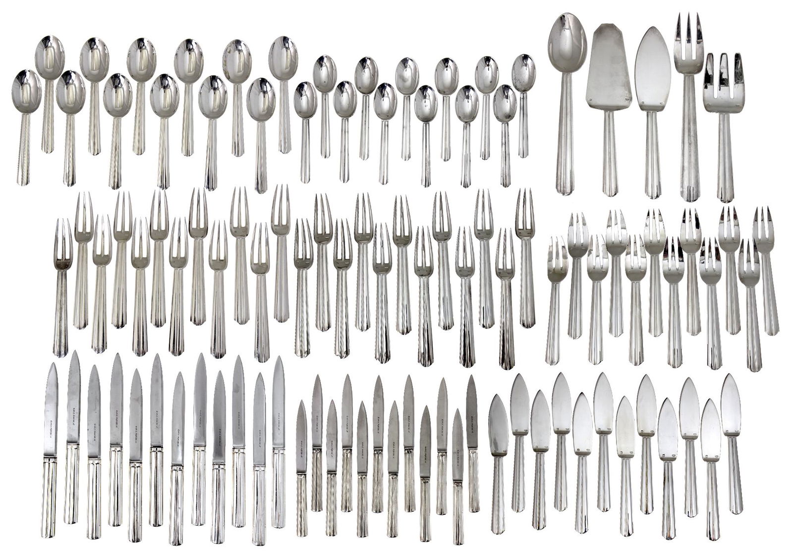 Jean-Emile Puiforcat Set of 101pcs Silver Plated Flatware Cutlery, Chantaco Pattern, France, 20th (1 of 4)