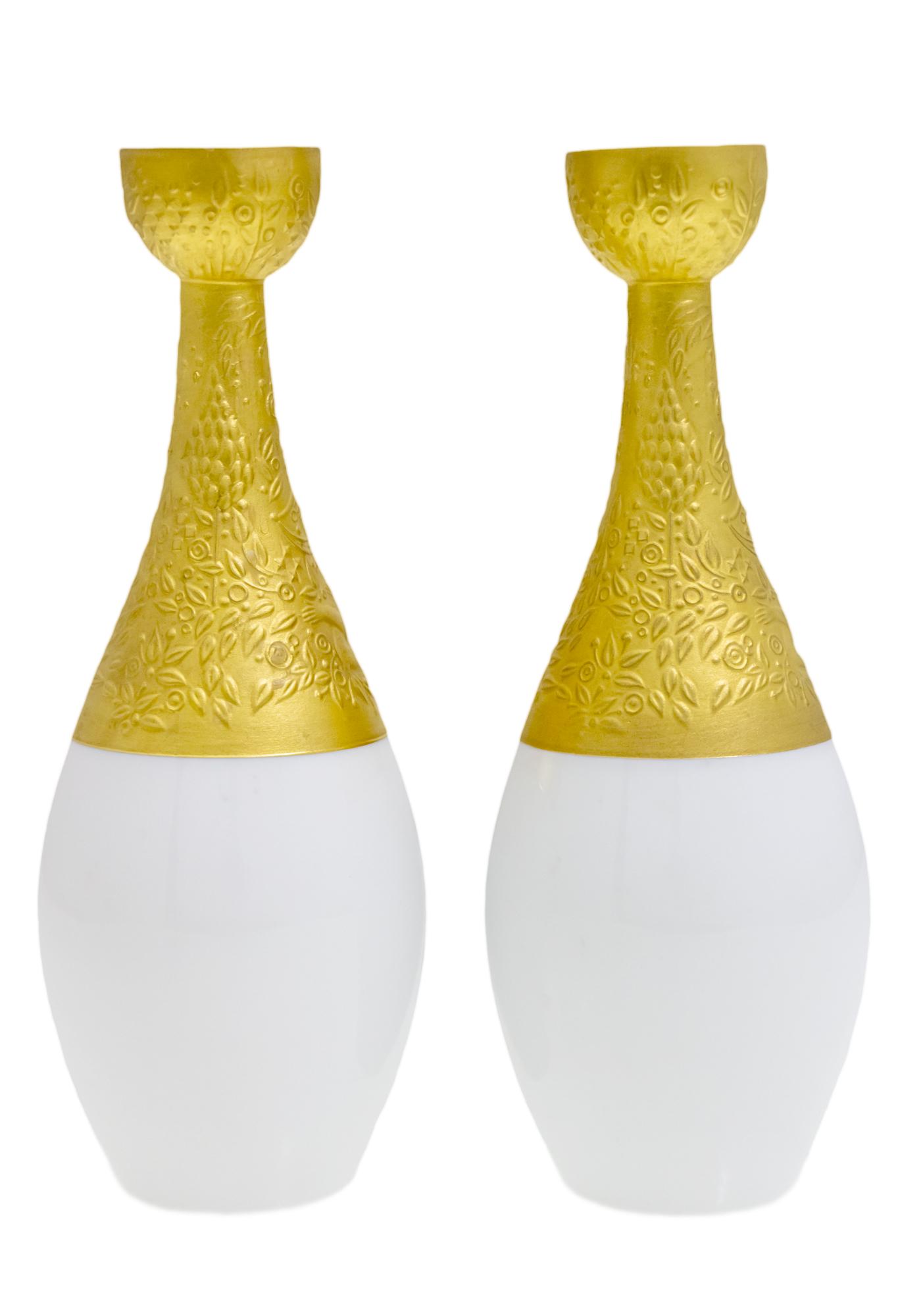 Bjorn Wiinblad (Danish, 1918-2006) for Rosenthal - Pair of Gilt Porcelain Magic Flute Candlesticks. (1 of 2)