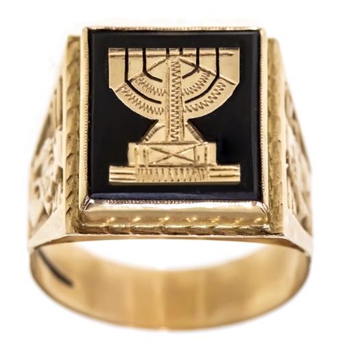 14k Rose Gold and Onyx Men Ring. (1 of 4)