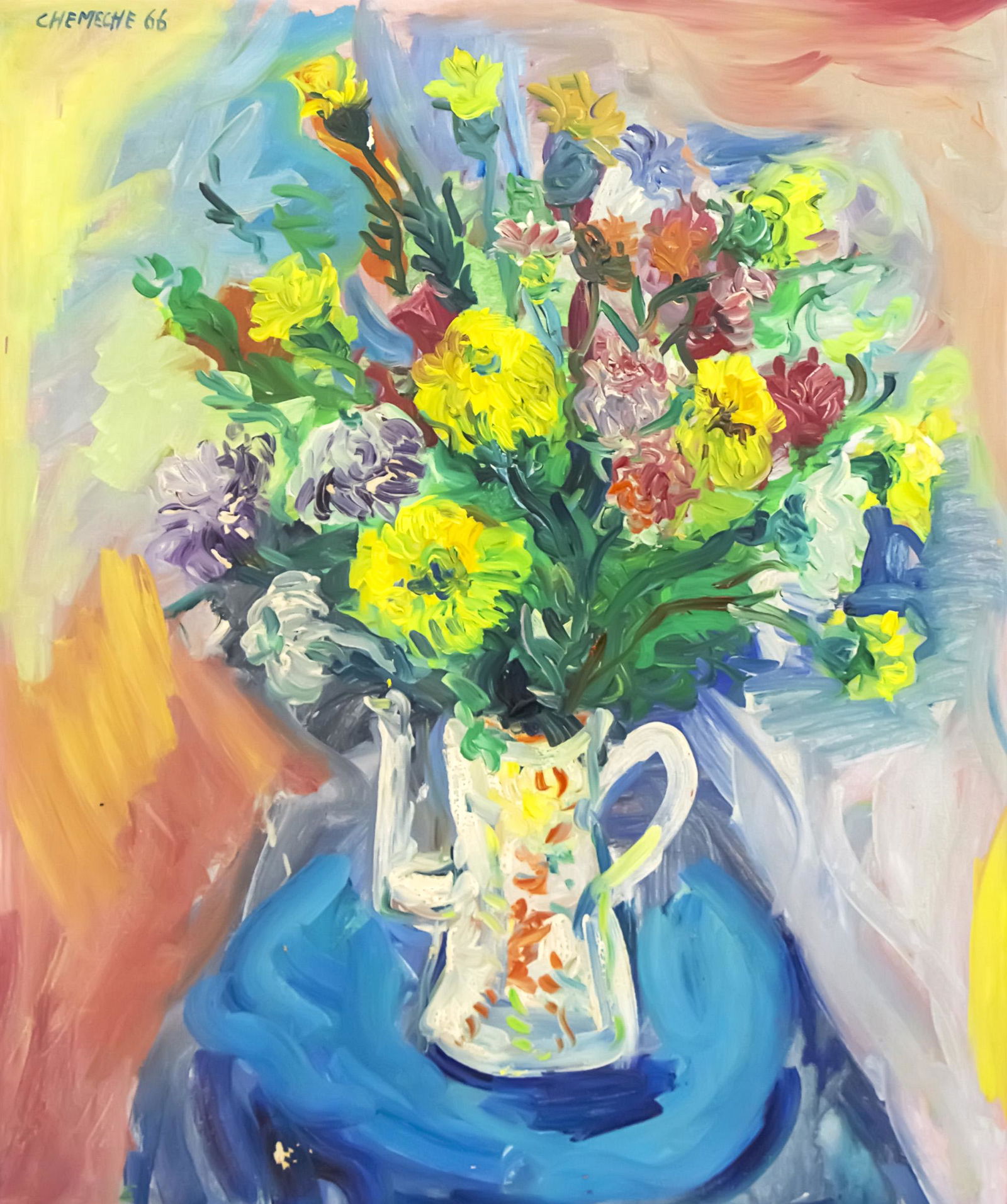 George Chemeche (Iraq / USA / Israeli, 1934-2022) - Flowers, Oil on Canvas, 1966. (1 of 4)