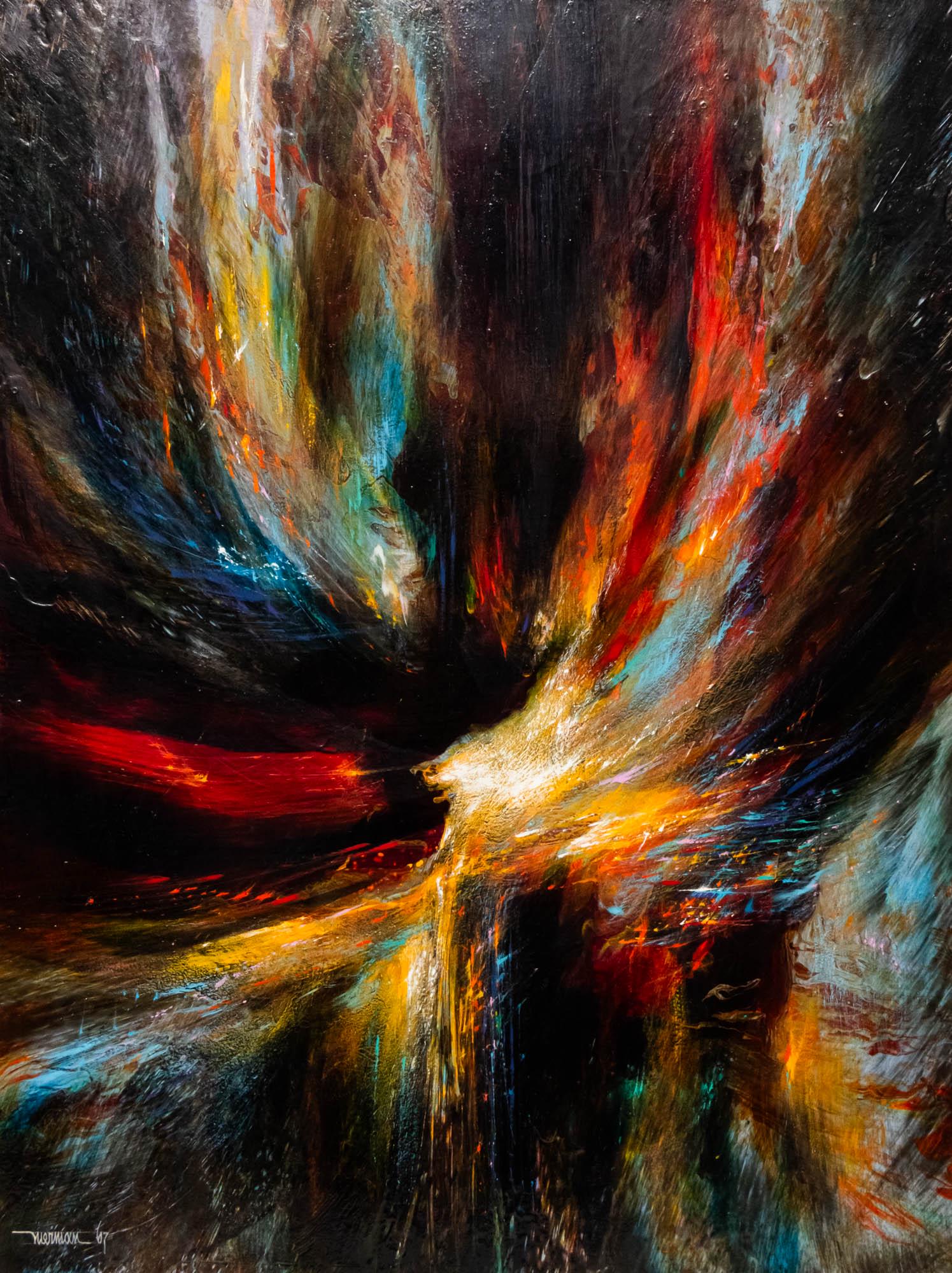 Leonardo Nierman (Mexico, 1932-2023) - Oil on Masonite, 1967.: Leonardo Nierman (Mexican, 1932-2023) - Oil on Masonite, 1967. Signed and dated. 80x60cm.