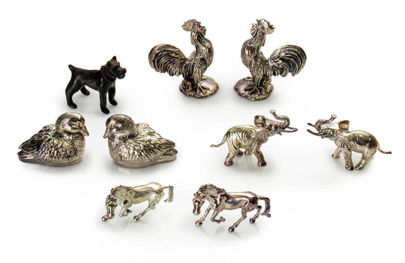 Lot Of Nine Sterling Silver Animal Figurines.