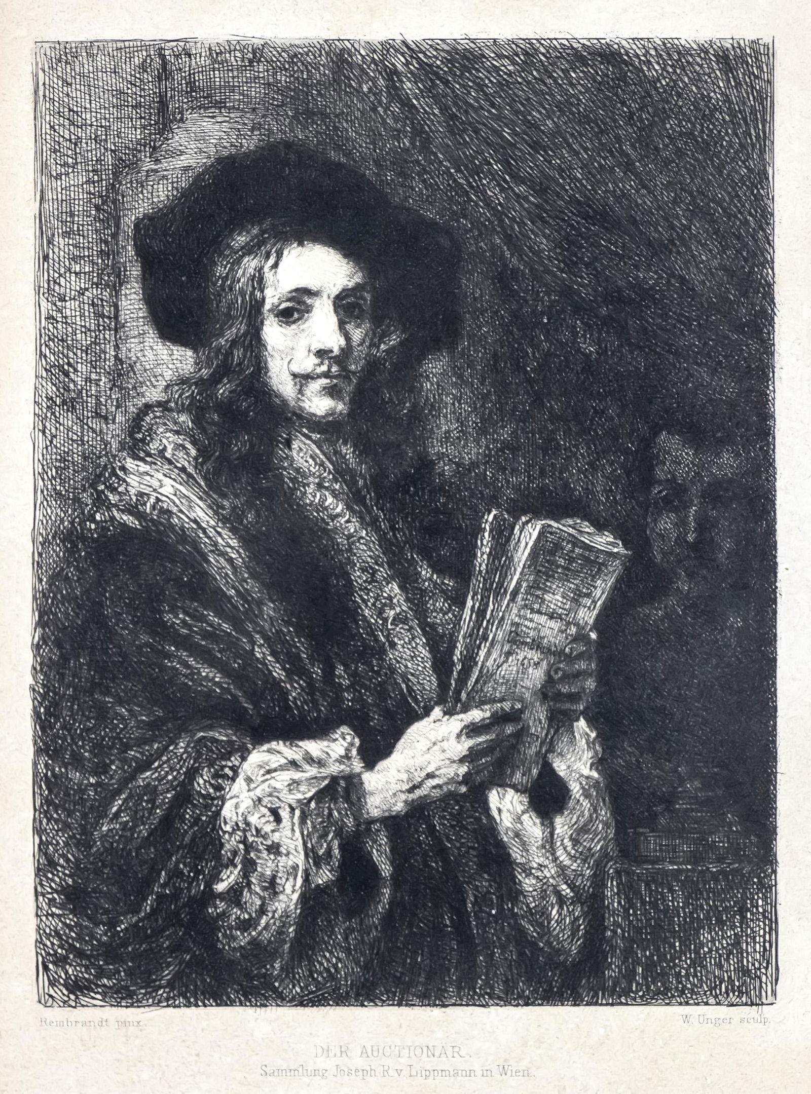 Three Etchings after Rembrandt, Late 19th - Early 20th Century.: Three Etchings after Rembrandt, Late 19th - Early 20th Century. Including: 1. William Unger (German, 1837-1932) after Rembrandt - The Jewish Bride, Etching, 26x18cm. 2. Leopold Flameng (French,