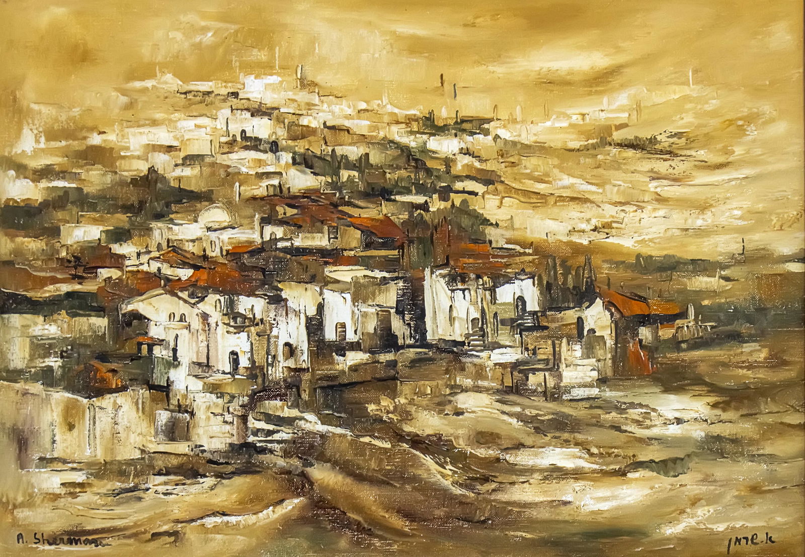 Ahuva Sherman (b.1926) - Landscape, Oil on Canvas. (1 of 2)