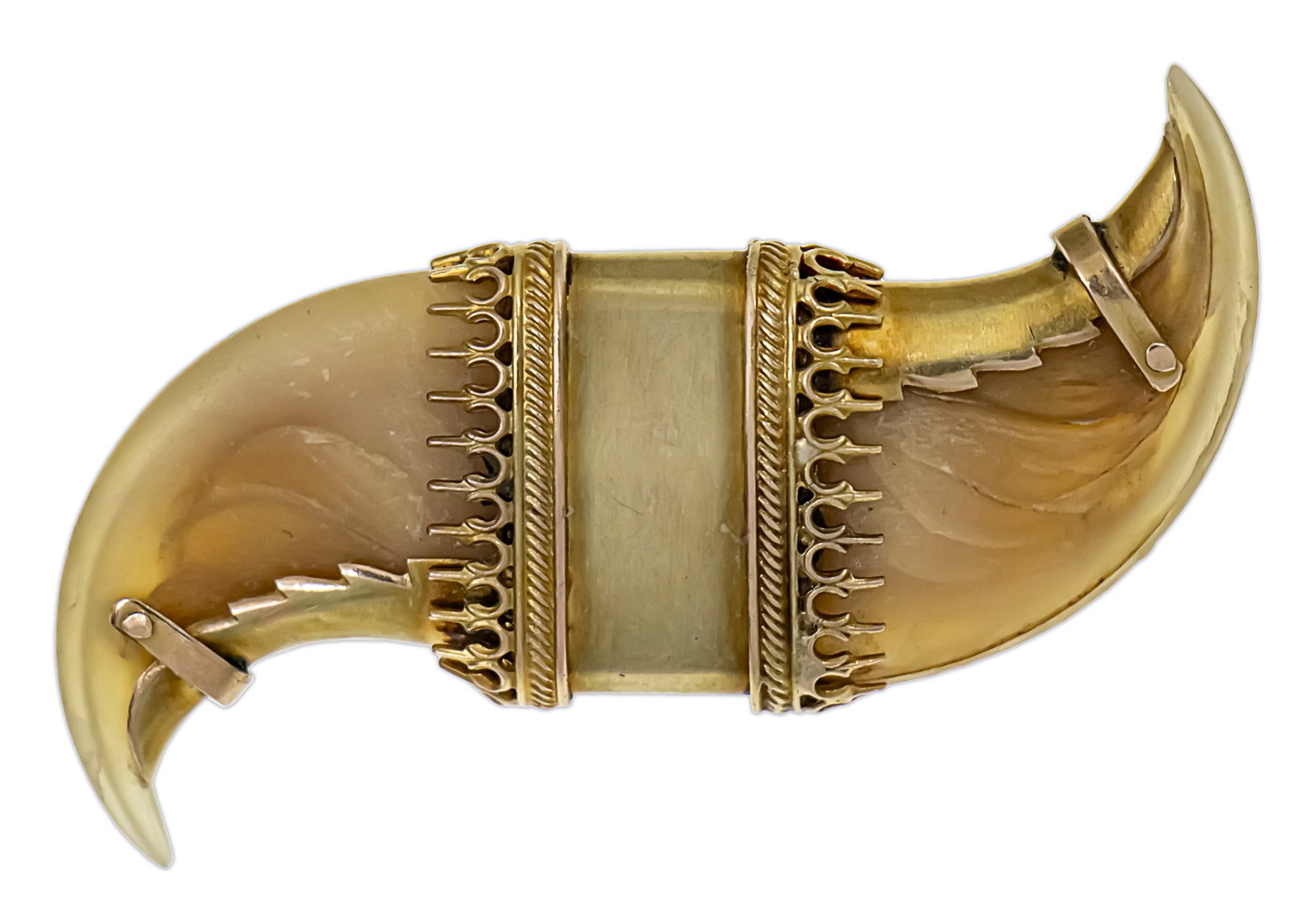 18k Yellow Gold Tiger Claw Brooch. (1 of 2)