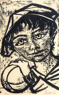 Antonio Berni (Argentinean, 1905-1981) - Boy, Lithograph.: Antonio Berni (Argentinean, 1905-1981) - Boy, Lithograph. Signed, dated and numbered 90/200. 55x35cm.