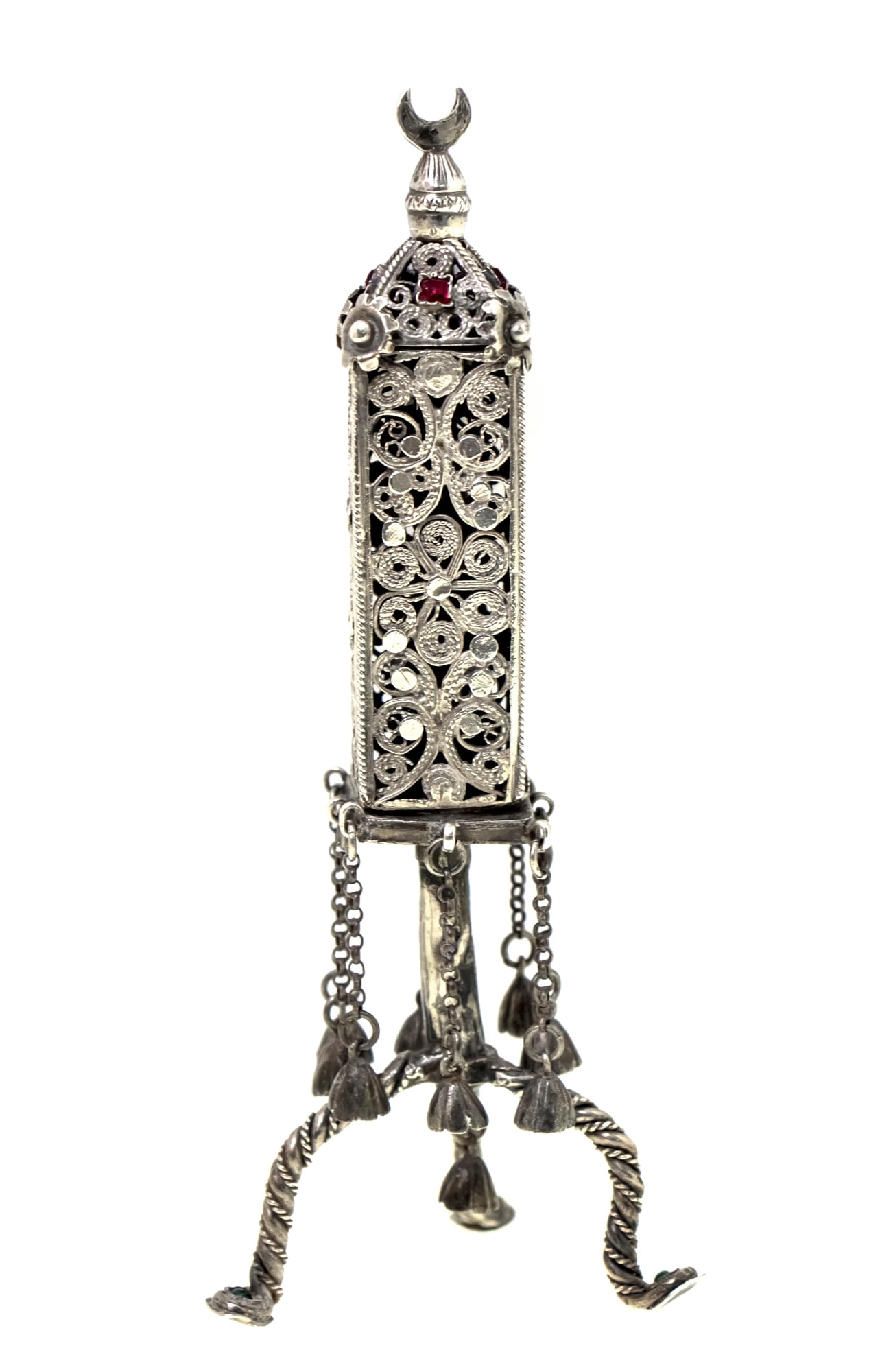 Ottoman Silver Spice Tower Besamim, 19th Century. (1 of 5)