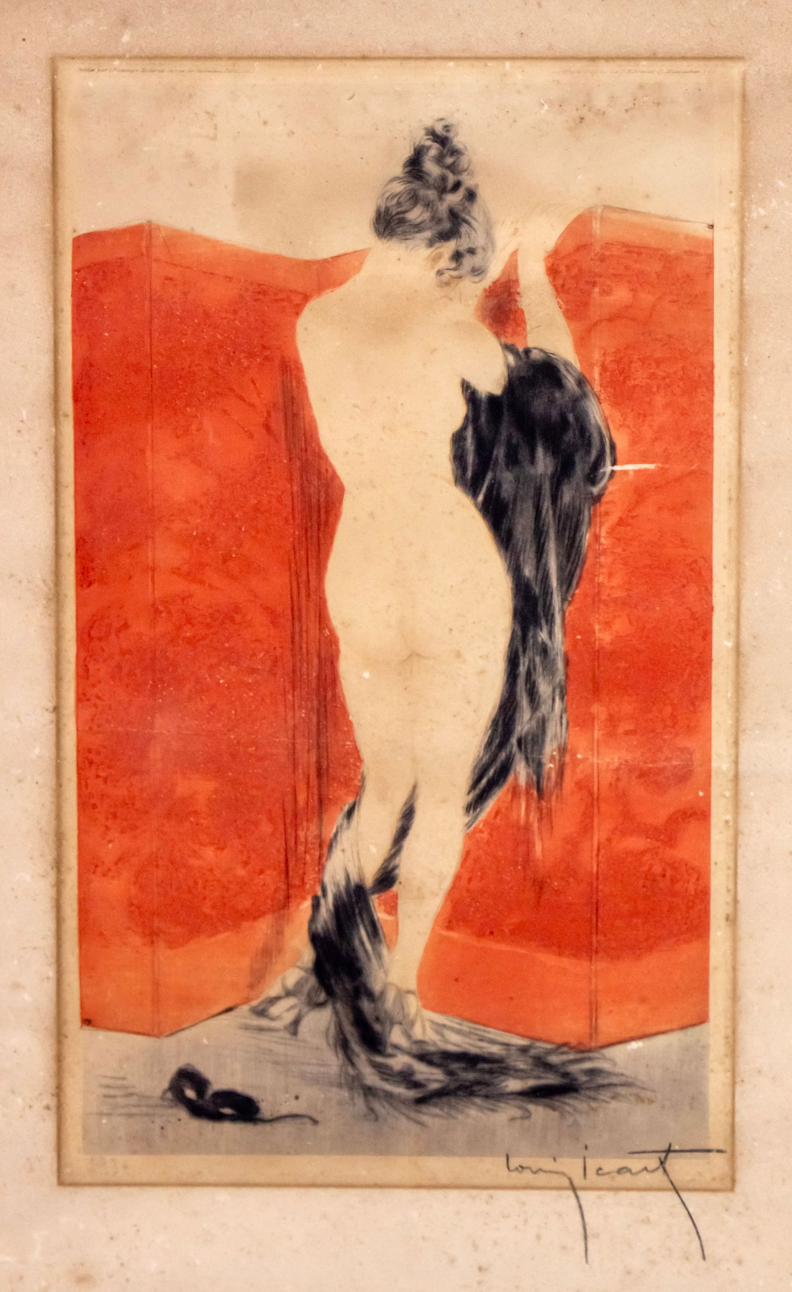 Louis Icart (French, 1888-1950) - The Lacquered Screen, Color Etching. (1 of 2)