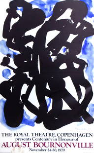 Mogens Sigurd Andersen (Danish, 1909-2002) - Performance Poster for the Royal Theate 100th: Mogens Sigurd Andersen (Danish, 1909-2002) - Performance Poster for the Royal Theate, 100th Anniversary of August Bournonville Death, 1979. The background motif is made by Mogens Andersen. Original pr