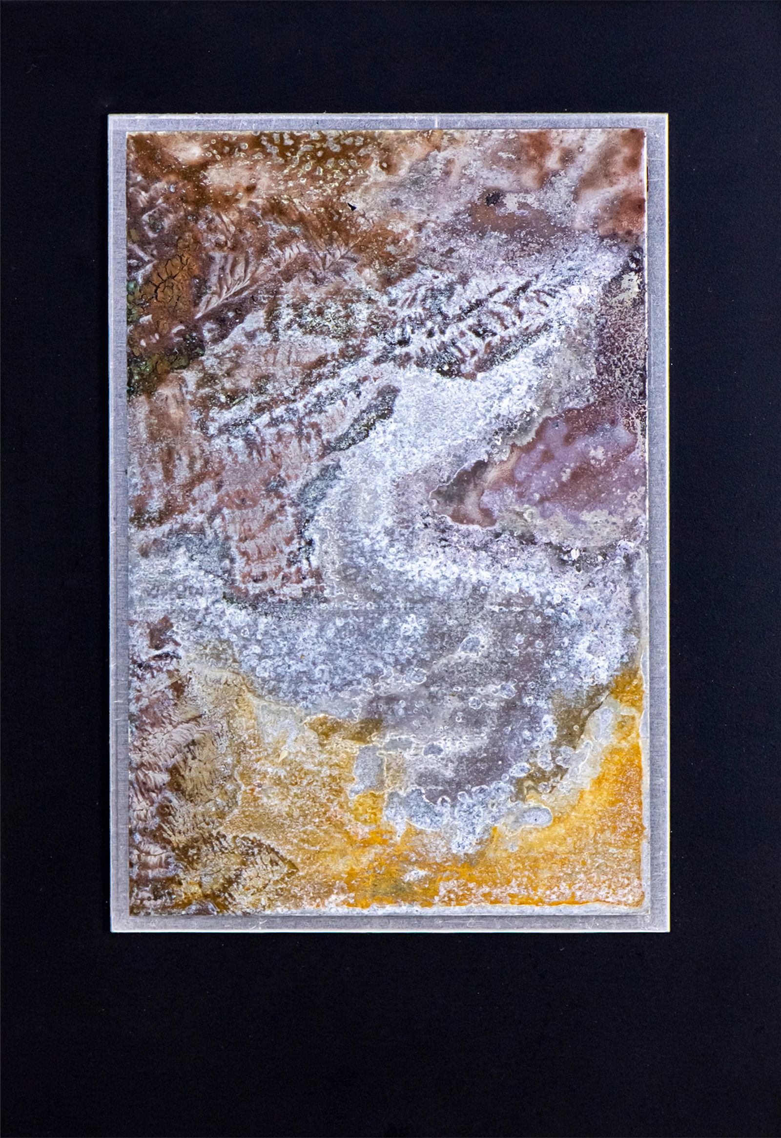 Dina Recanati (1928-2021) - From the Cosmos Series, Metallic Paint and Acid on Aluminum, 2003. (1 of 2)