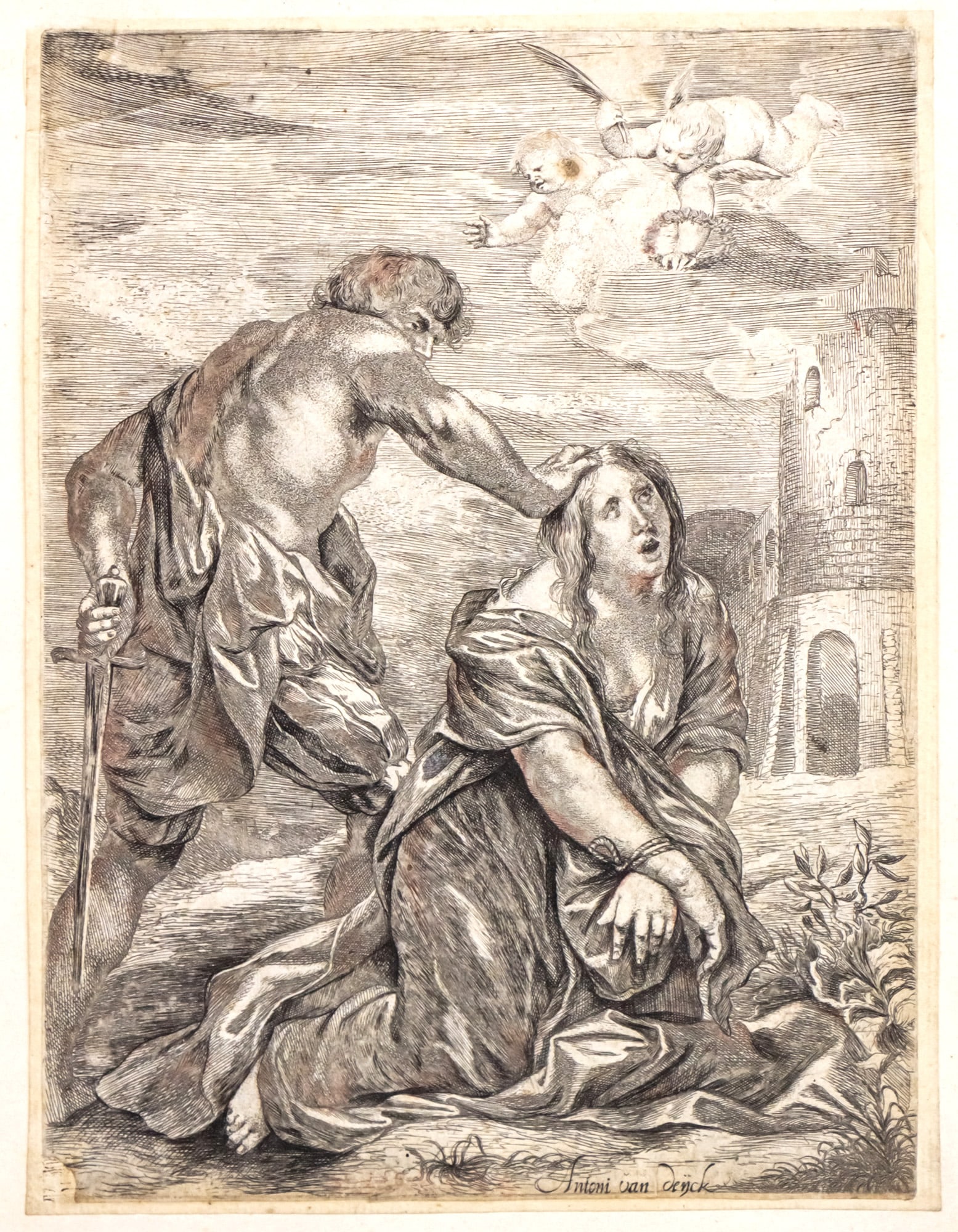 Willem Basse (Dutch, ca.1613-1672) after Johan Boeckhorst (Flemish, 1604-1668) - The Martyrdom of: Willem Basse (Dutch, ca.1613-1672) after Johan Boeckhorst (Flemish, 1604-1668) - The Martyrdom of Saint Barbara, Etching, 1628-1648. This print was made after a painting which was attributed to Antony